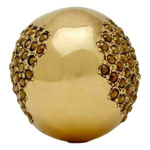 Saint Laurent Edge Egg Rhinestone Gold Dome Ring Size 7 YSL Statement Cocktail